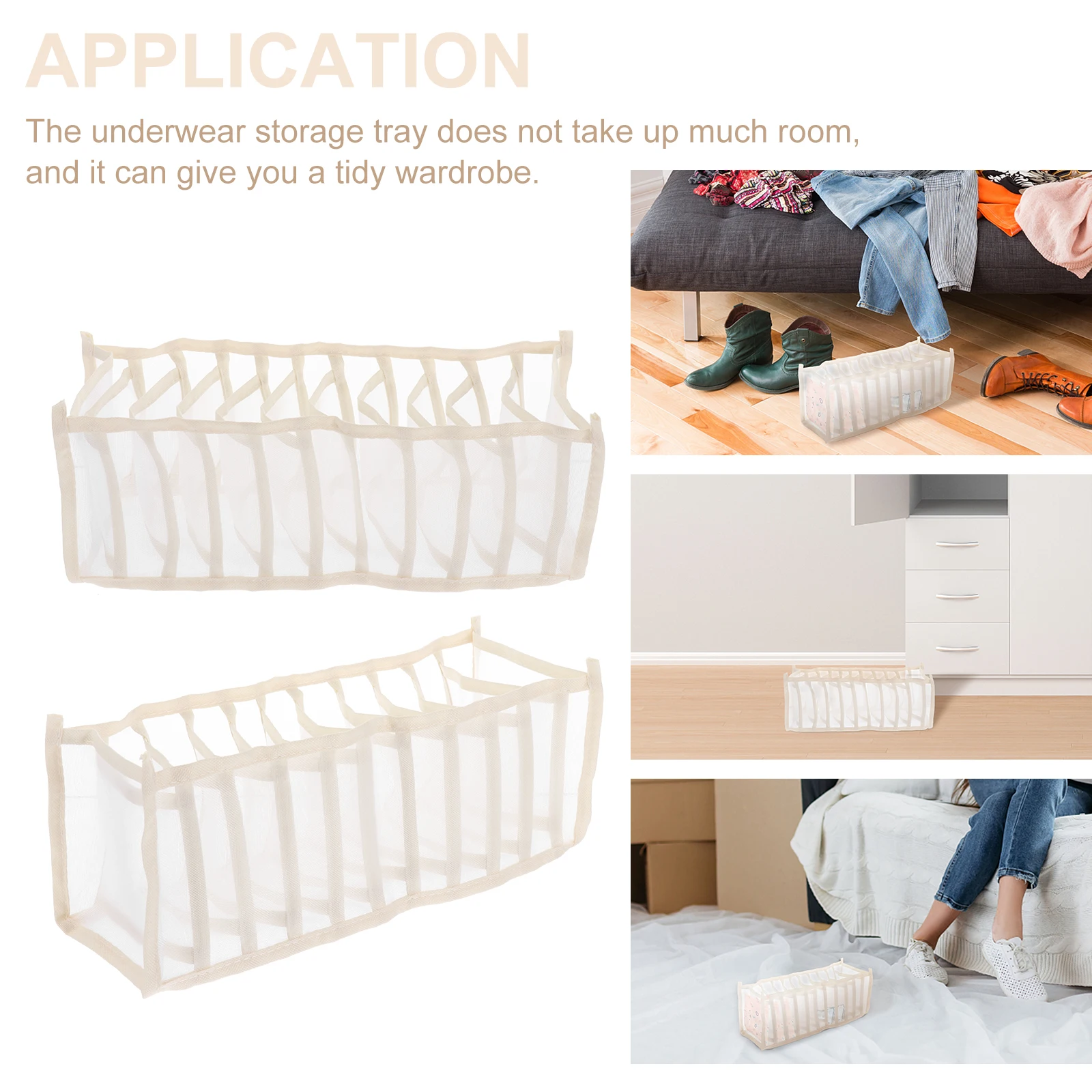 

11 Grids Underwear Box Bra Organizer Socks Case Drawer Closet Storage Container Multiple Grids Box Beige Classified Storage Tray