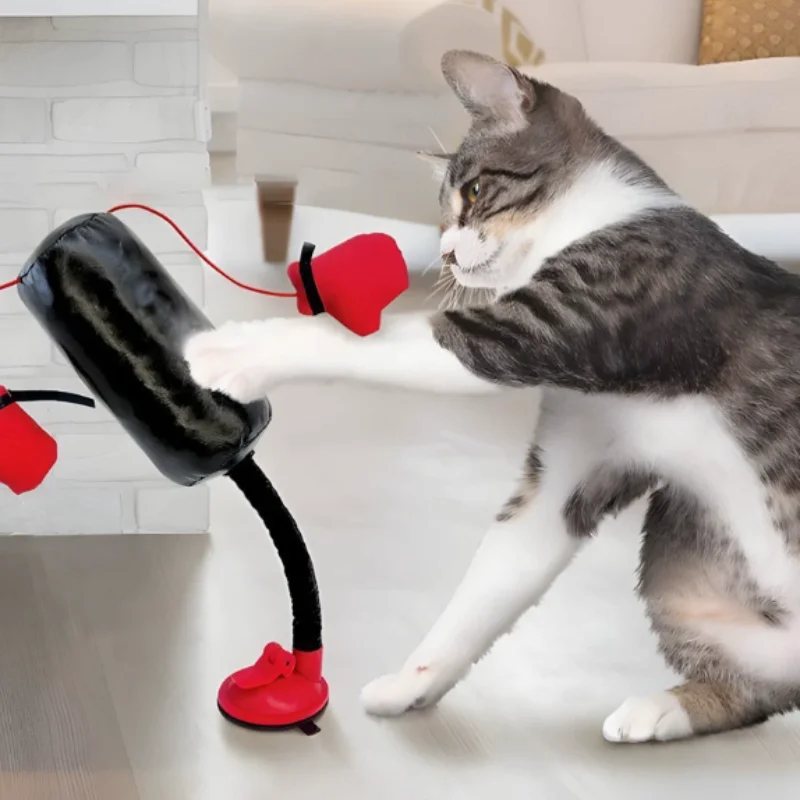 Cat Boxing Plaything Interactive Punching Bag Cat Toy Suction Cup Interactive Pet Plaything For Boredom Relief & Exercise