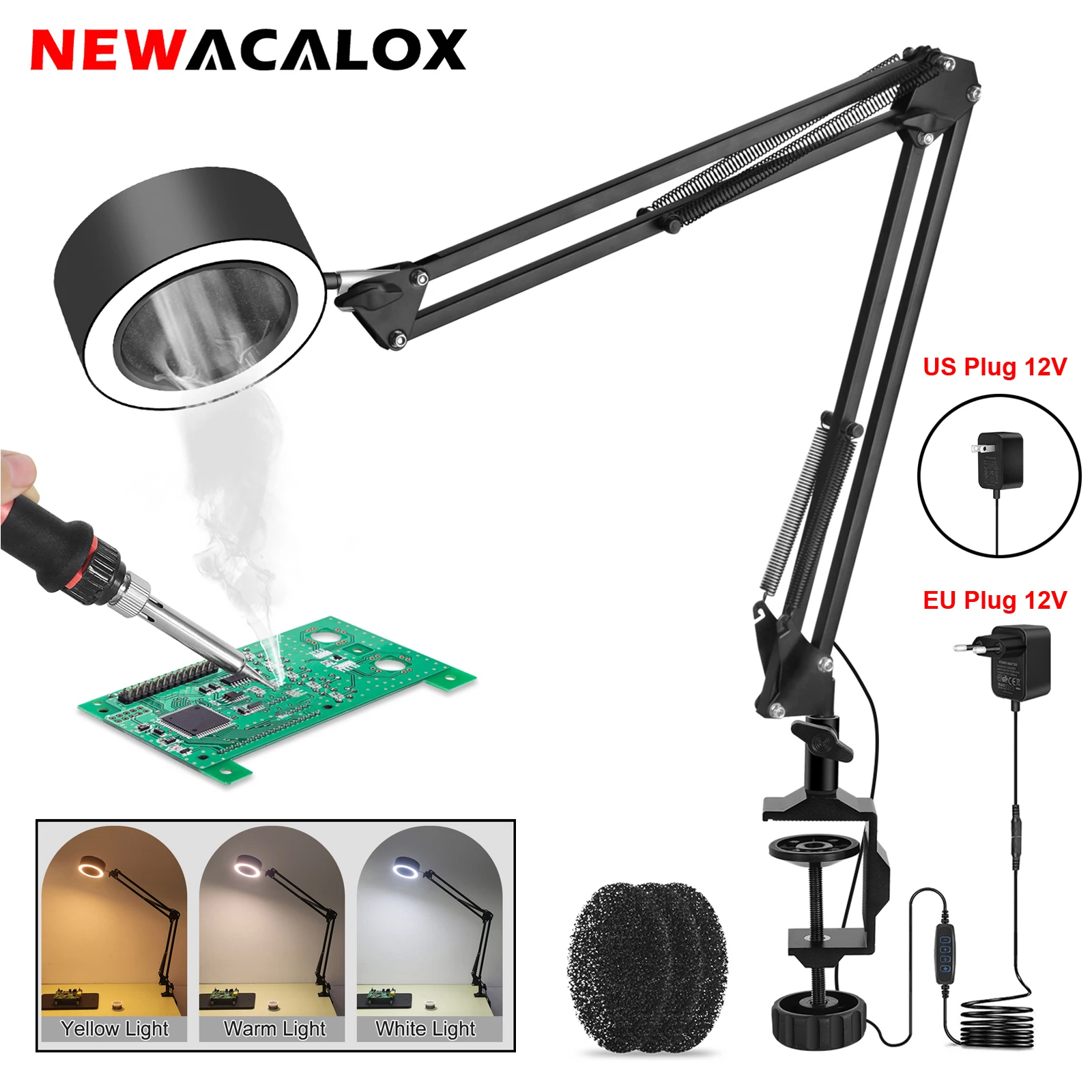 

NEWACALOX Solder Smoke Absorber Fume Extractor Remover Smoke Prevention Absorber 12V Soldering Working Fan for Soldering Station