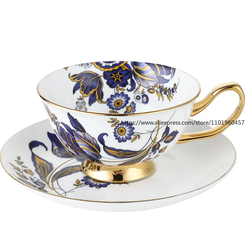 

Coffee Cup and Saucer Set Homeware Ceramic Bone China English-Style Teacup Retro Luxury Gift High-Quality Design