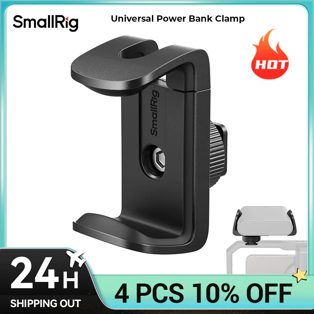 Smallrig Universele Power Bank Klem, Aluminium Klem Verstelbaar Van 55-86Mm Kan Worden Gemonteerd Door Koude Schoen Of 1/4 