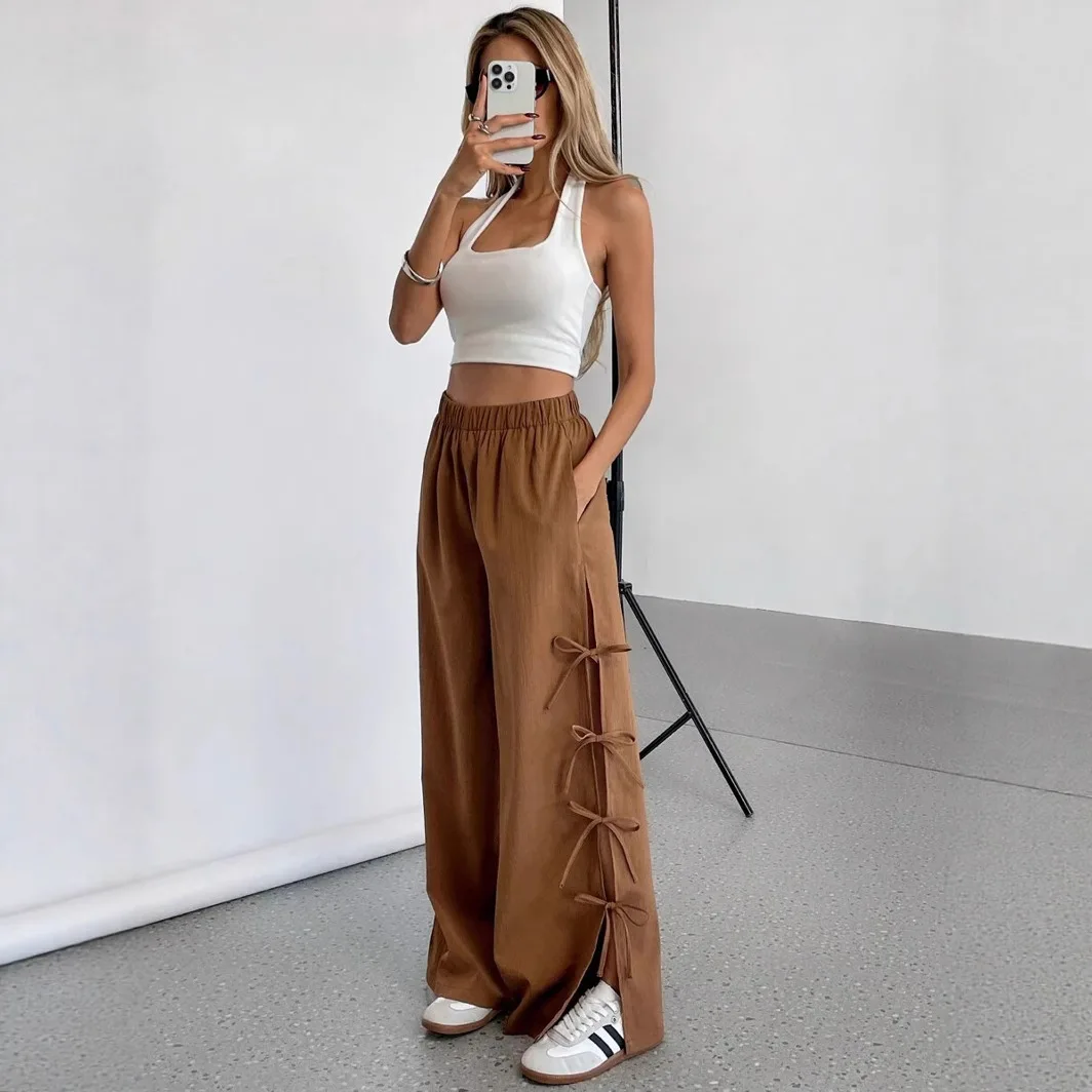 Trousers, Wide Legs, Long Trouser, Women Jogging Pants, Cropped Pants, Loose Drawstring Pocket, High Waist, Summer Casual Sports