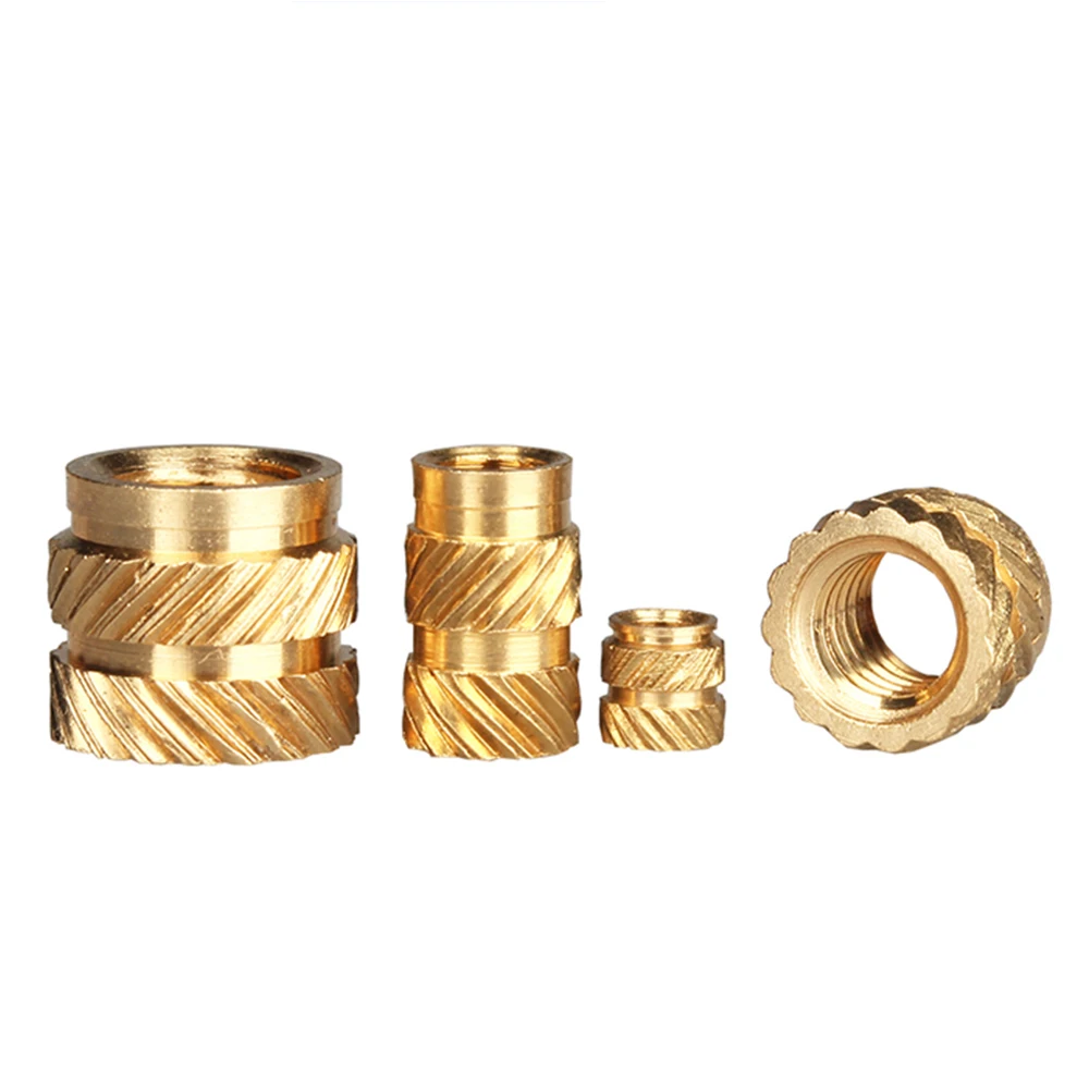 Brass Hot Melt Inset Nuts Heating Molding Copper Thread Insert Nut SL-type Double Twill Knurled Injection Nut M2 M3 M4 M5 M6