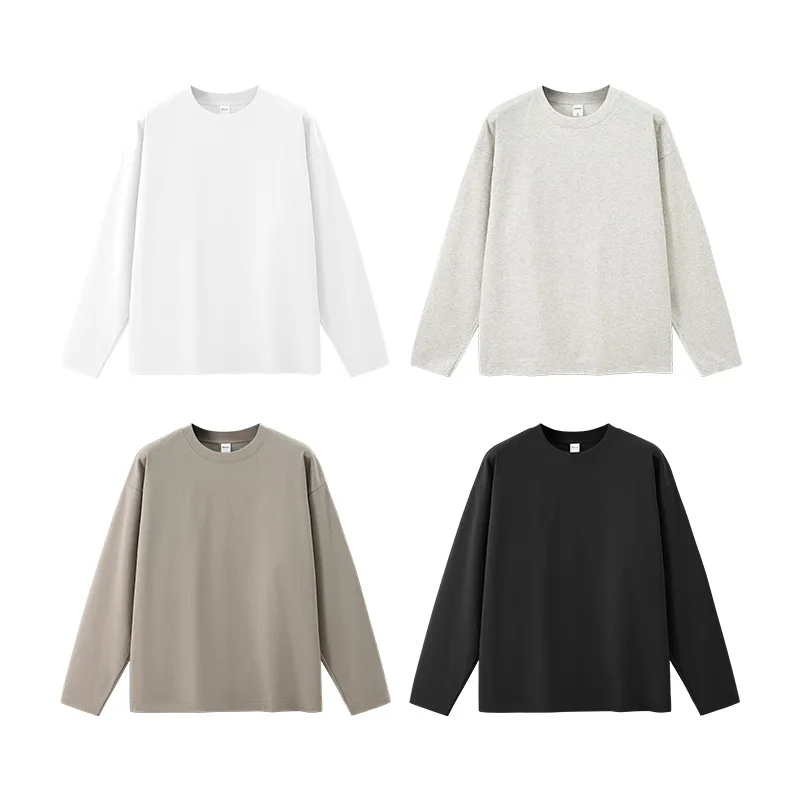2026 American Style Autumn New Fashion Men Solid Color Super Stretchy Simple Basic Casual Daily Pullover Sweatshirts Undershirts