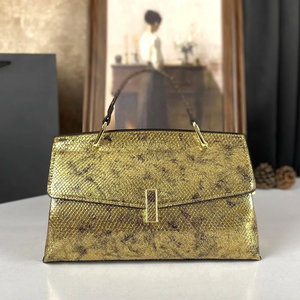 2026 popular crossbody bag versatile, glossy temperament, snake pattern handbag, shoulder bag, casual and versatile