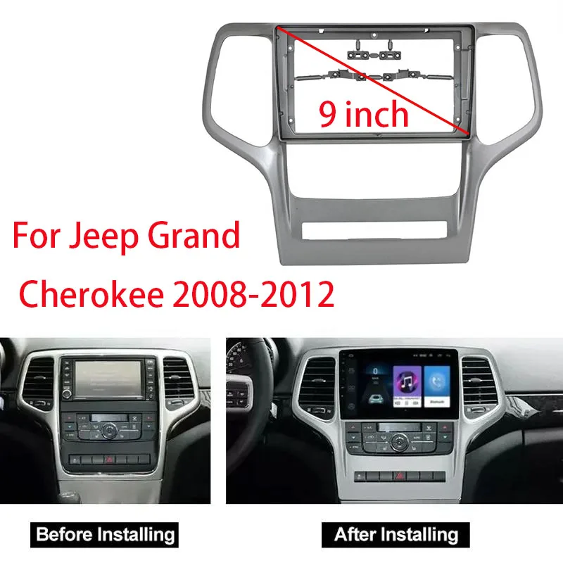 

For 2008-2012 JEEP GRAND CHEROKEE (9 Inch) Car Radio Fascias Installation Dash Frame 2 Din Panel DVD Gps Mp5 Android Player Trim