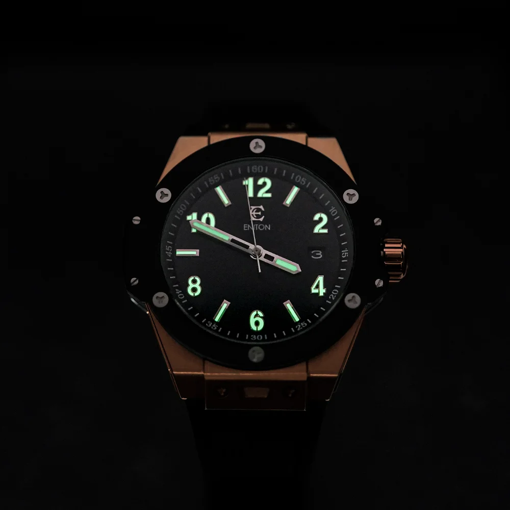 ENITON 40mm Luxury Horloges Here Automatic Sport Business Men's Watch Rose Gold Relojes de Pulsera Mec á nicos NH35 Men's Watch