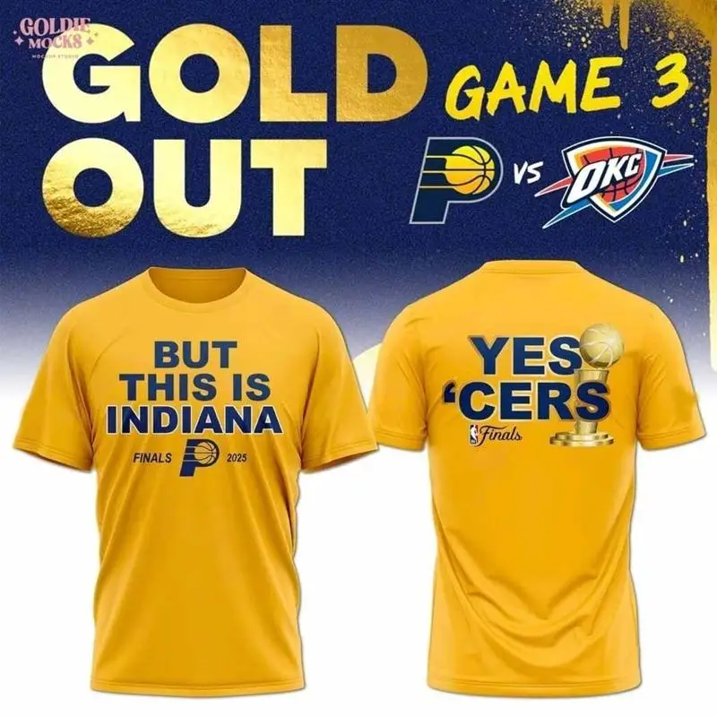 

Рубашка Indiana Hustle Gold Out Game 3, но это рубашка Indiana 2025 года