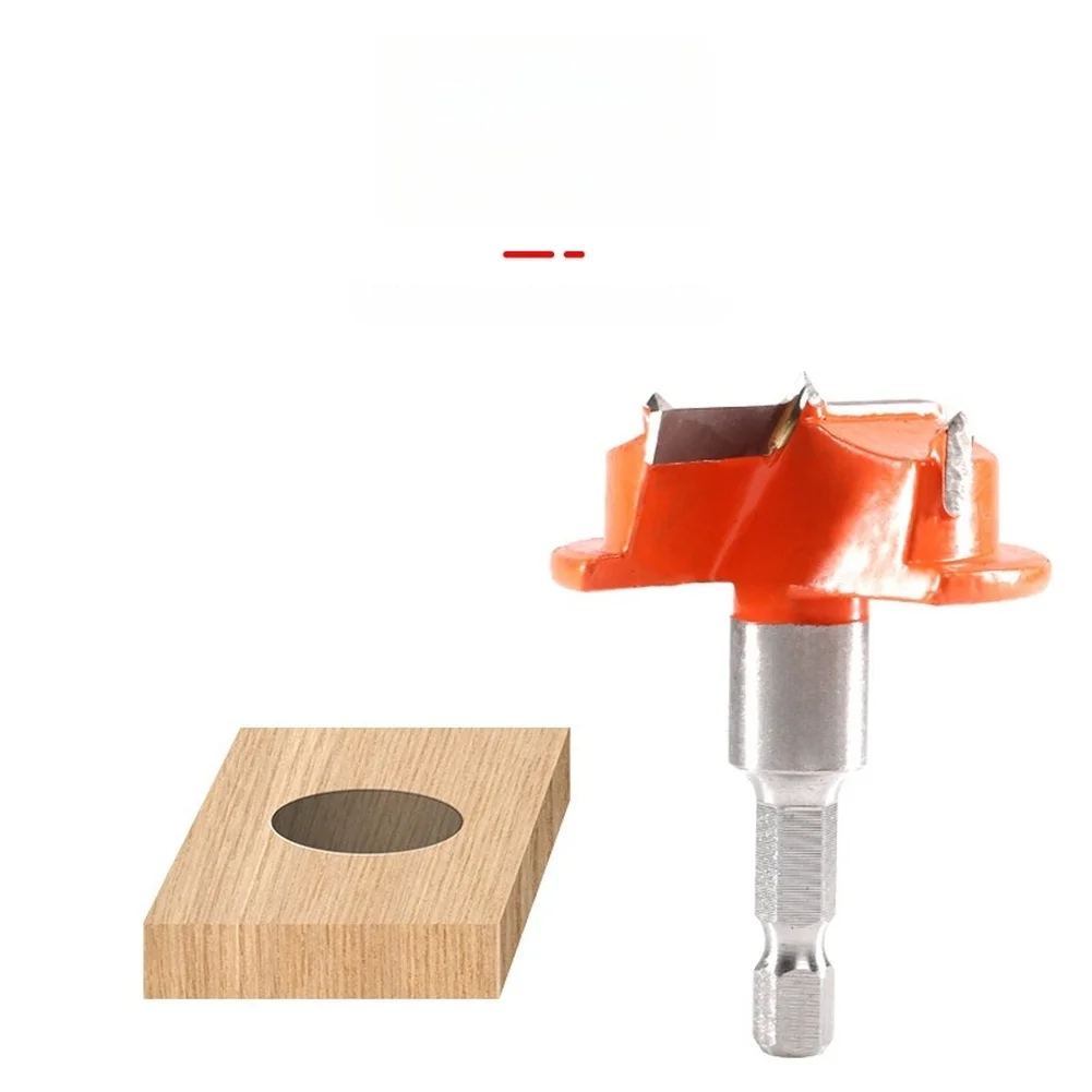 1pc 35mm Short Two Edge Woodworking Hole Cutting Tool Alloy Blade Hex Shank Drill For Furniture Making Accessories