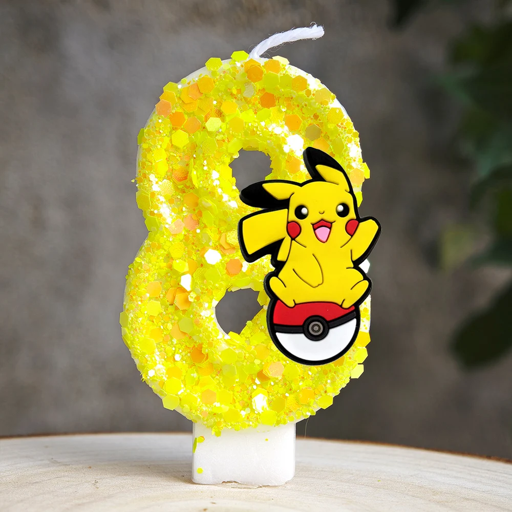 Pokemon Pikachu Kerze Cartoon 0-9 Nummer Geburtstagskerze Kind Babyparty Geburtstag Plug-in Kuchen Party Charakter Geschenkzubehör