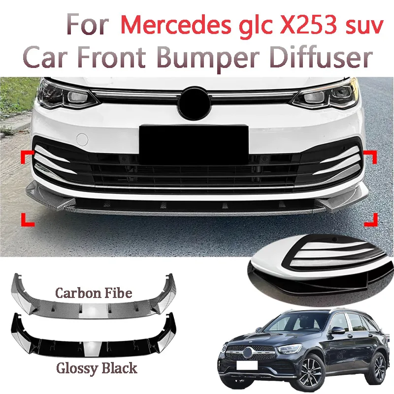 

5Pcs Car Front Bumper Splitter Lip Body Kit Lips Diffuser Lip Guard Anti-Collision Cover For Mercedes glc X253 suv 2016-2022