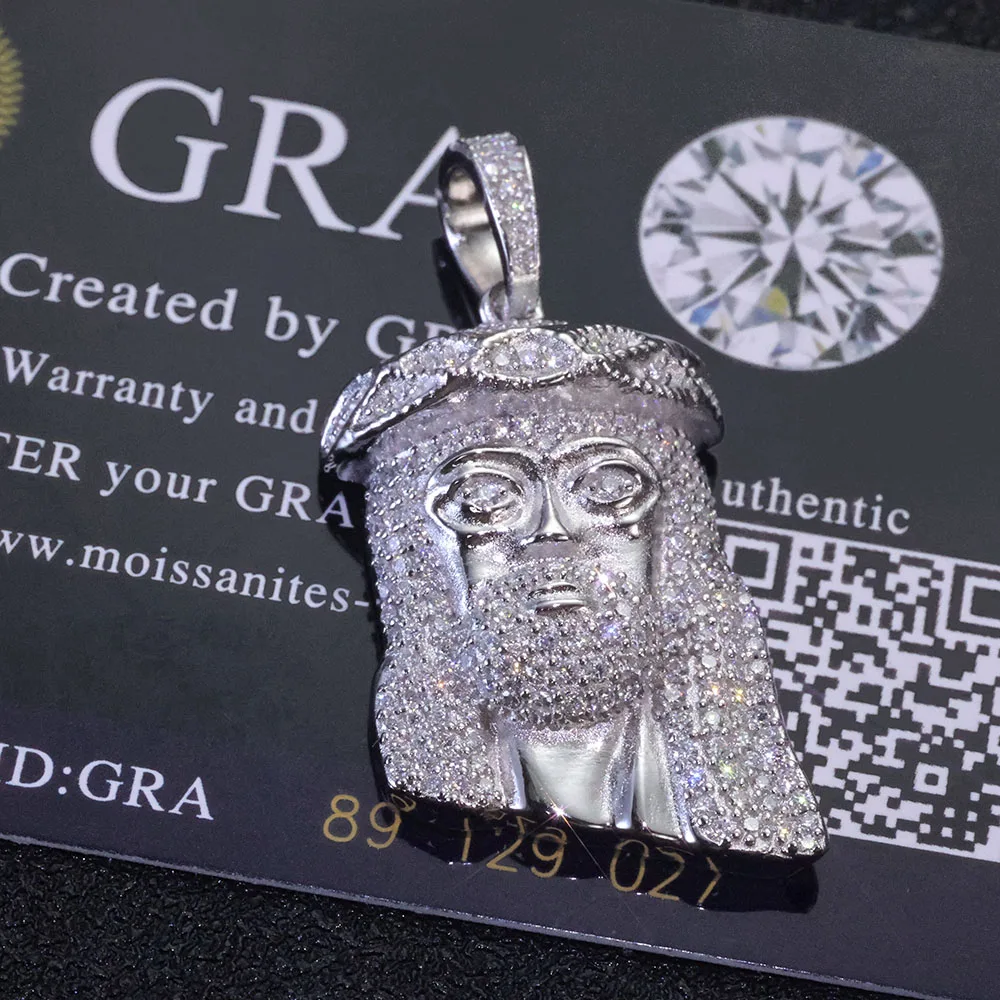 

Jesus Pendant Moissanite 925 Silver Necklace Hip hop Men's And Women's Fashion Shining Ice Jewelry Passed Diamond Test