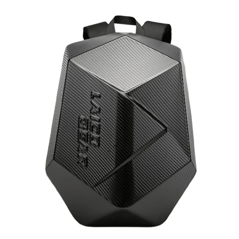 

Men's Carbon Fiber Hard Shell Motorcycle Backpack Waterproof Motorbike Bag with Helmet Storage Reflective Stripes Night Riding