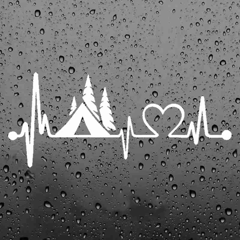 Tent Camper Heartbeat Lifeline Monitor Camping Car Sticker Automobiles Exterior Accessories Vinyl Decals,20cm*8cm