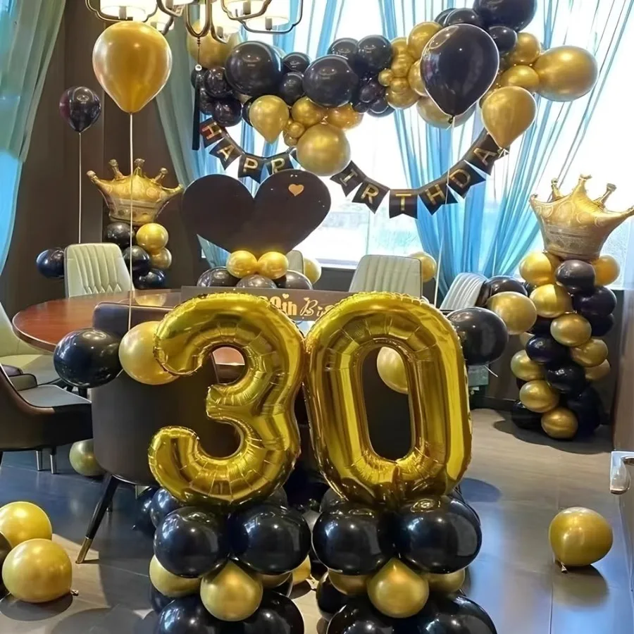 200個 ブラックとゴールド 5インチ バルーン メタリック クローム ゴールド ブラック ラテックス 厚手 小型バルーン 結婚式 誕生日 卒業式用