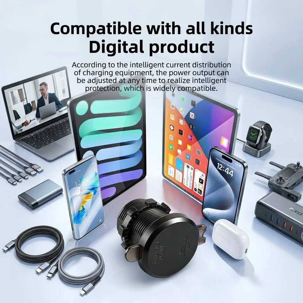 83W Car Charger Socket PD30W QC3.0 USB Fast Charging Adapter Power Outlet 12V/24V waterproof for Auto Motorcycle Car Accessories