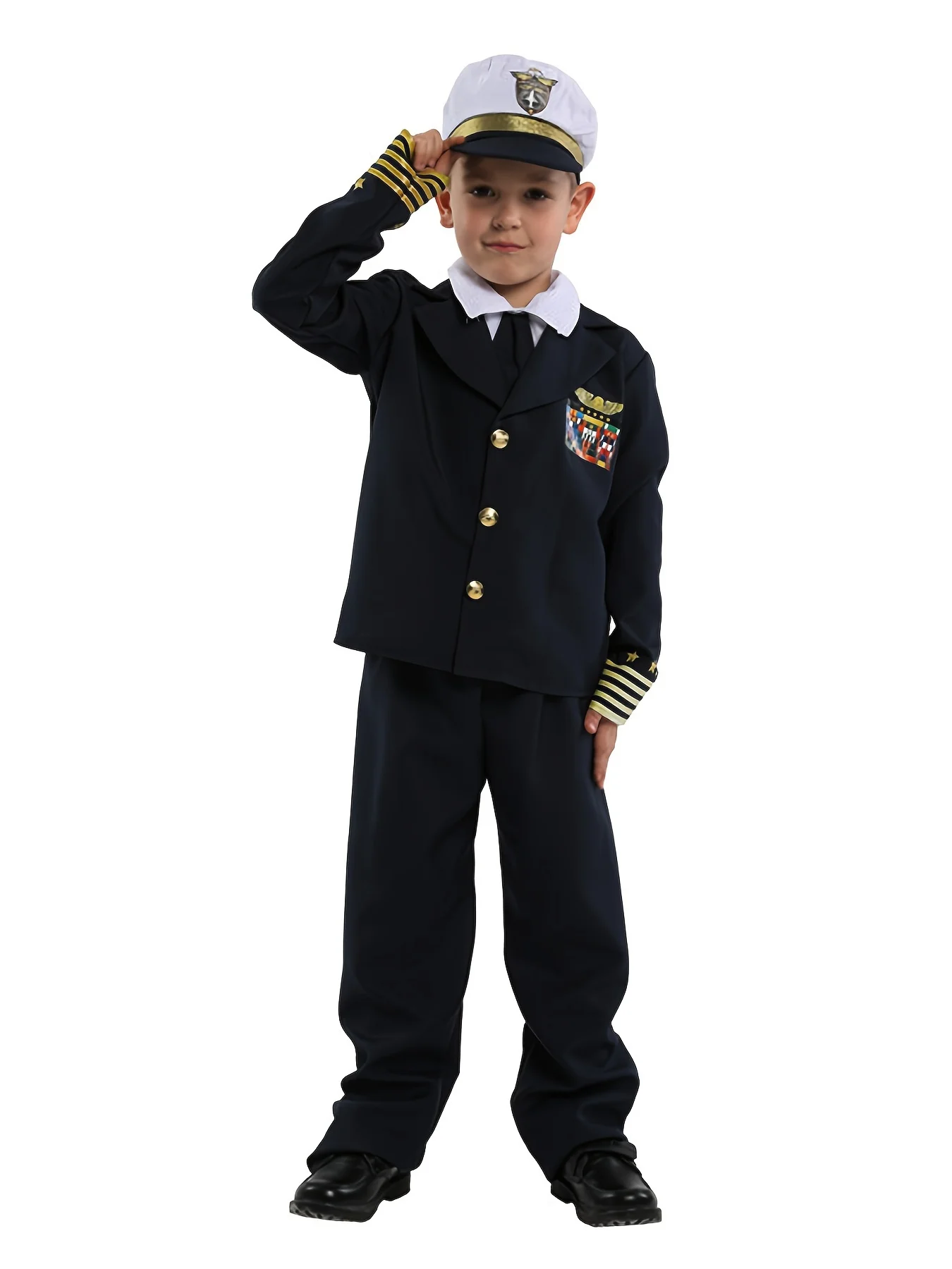 Kids Pilot Costumes Children Cosplay for Boys Girls Flight Attendant Costume Airplane Aircraft Air Force Performance Uniforms