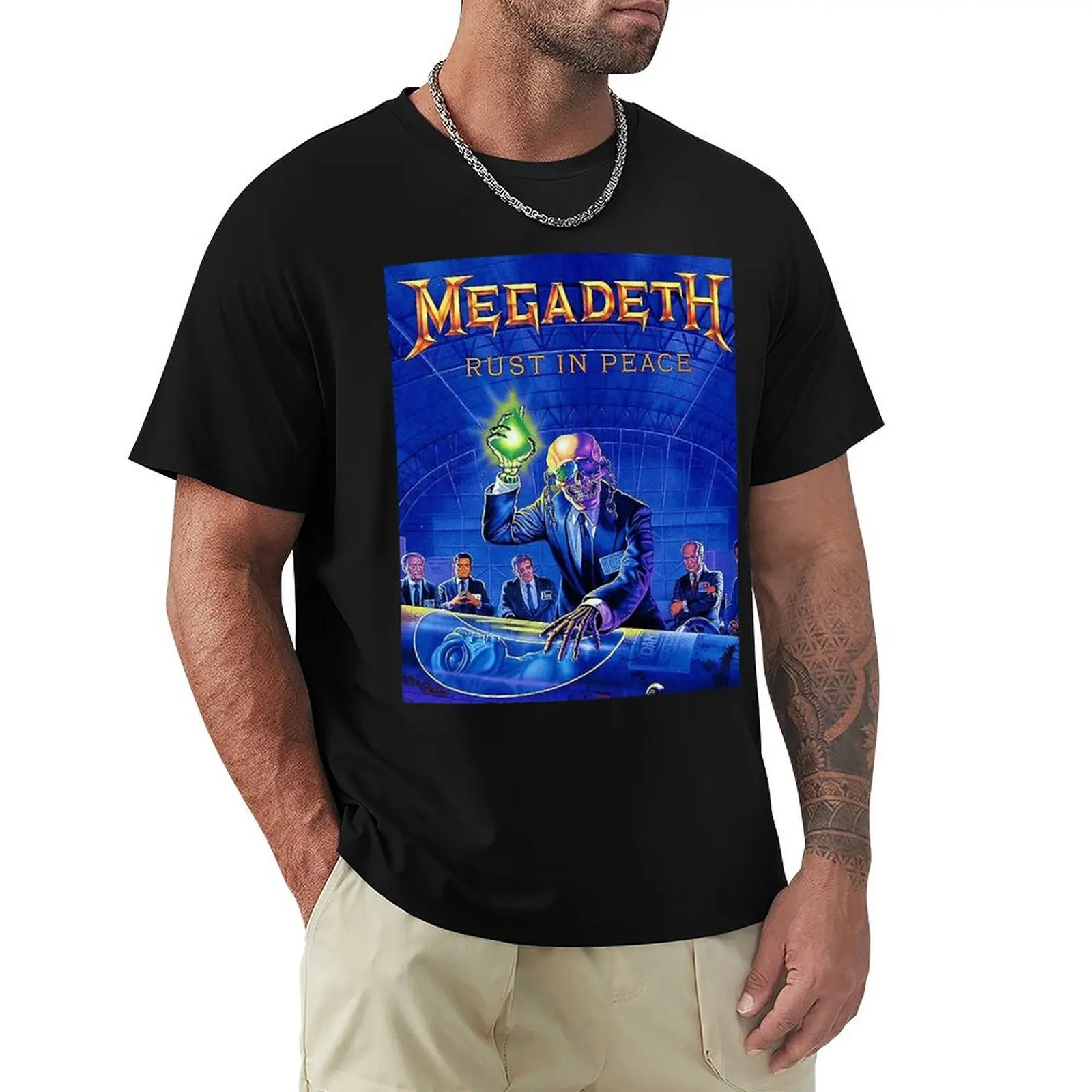 rust in peace T-Shirt Simple Casual Short Sleeve Cotton T-Shirt