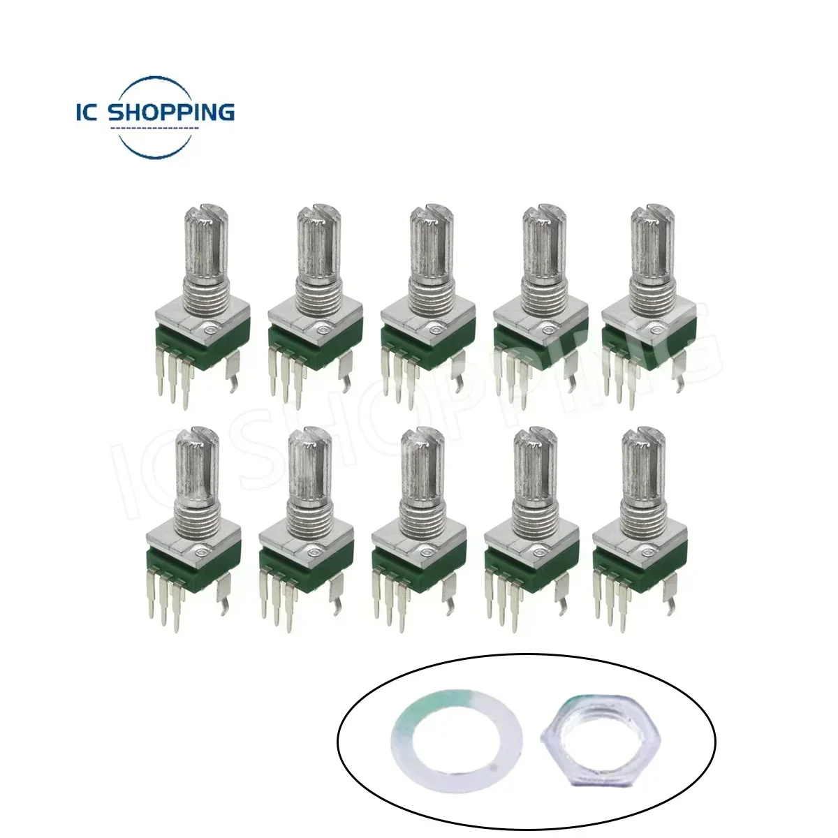 10PCS RK097 Precision Potentiometer Vertical Single Link Shank L=15mm Gearless 5-pin B250K B5K B10K B20K B50K B100K B500K B1M