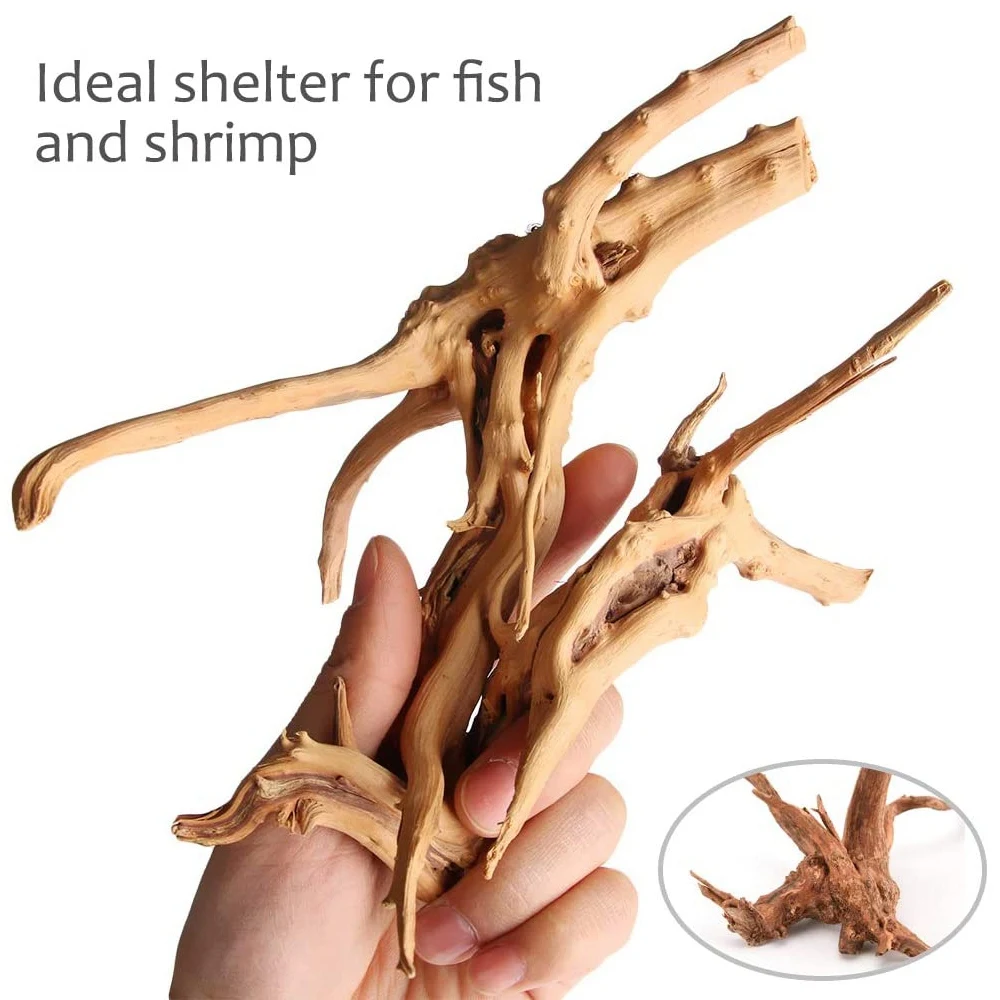 Mini Driftwood for Aquarium Natural Wood Branches Fish Tank Decorations Tree Trunk Driftwood Assorted(10 Pack)