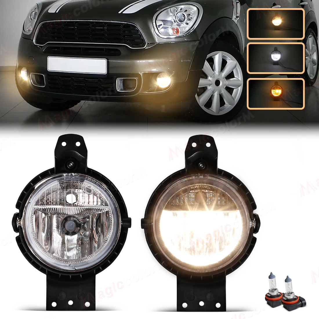For BMW Mini Cooper 2011 - 2016 Countryman R60 Paceman R61 Fog Lights Headlight Front Driving Lamp Halogen LED Bulbs 63179802163