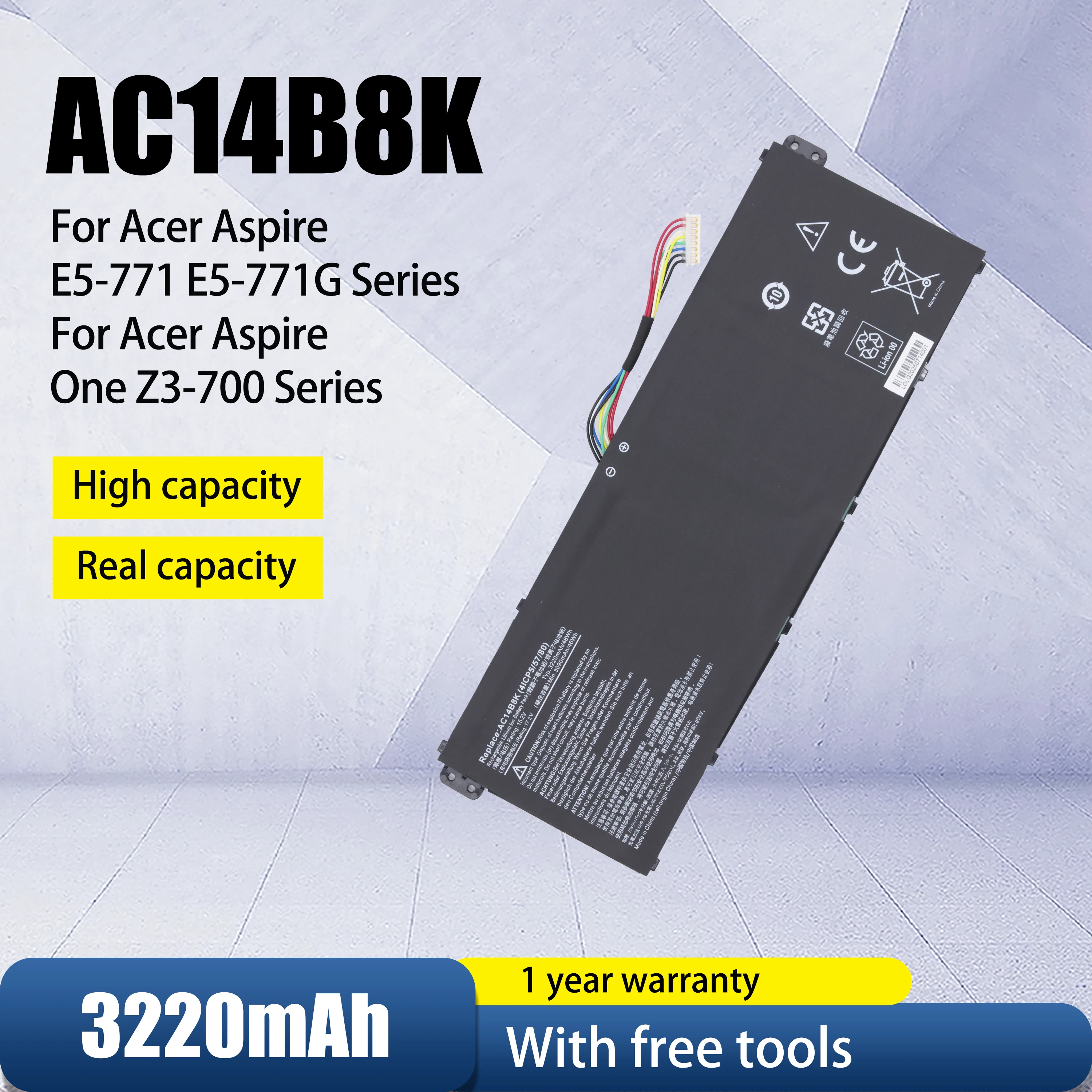 

AC14B8K Battery for Acer Nitro 5 AN515-51 AN515-52 AN515-53 Aspire V3-371 V3-111 ES1-111 ES1-512 R3-131T R5-471T R7-371T R7-372T
