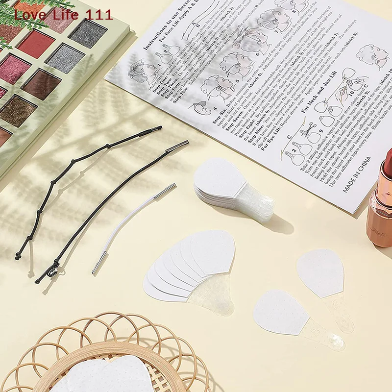 新しい40枚入りインスタント見えないフェイスステッカー、首・目・二重あごリフトVシェイプテープ、メイクアップフェイスリフティングパッチ接着剤