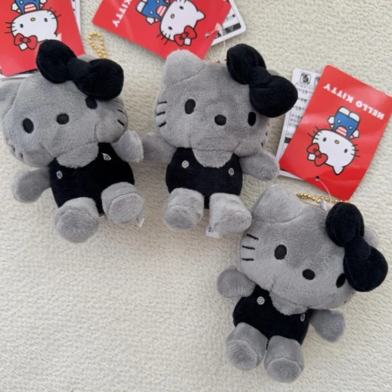 Nieuwe Cartoon Hello Kitty Carbon Zwarte Pluche Pop Sleutelhanger Pp Katoen Gevulde Pop Kawaii Paar Schooltas Hanger Decoratie Gift