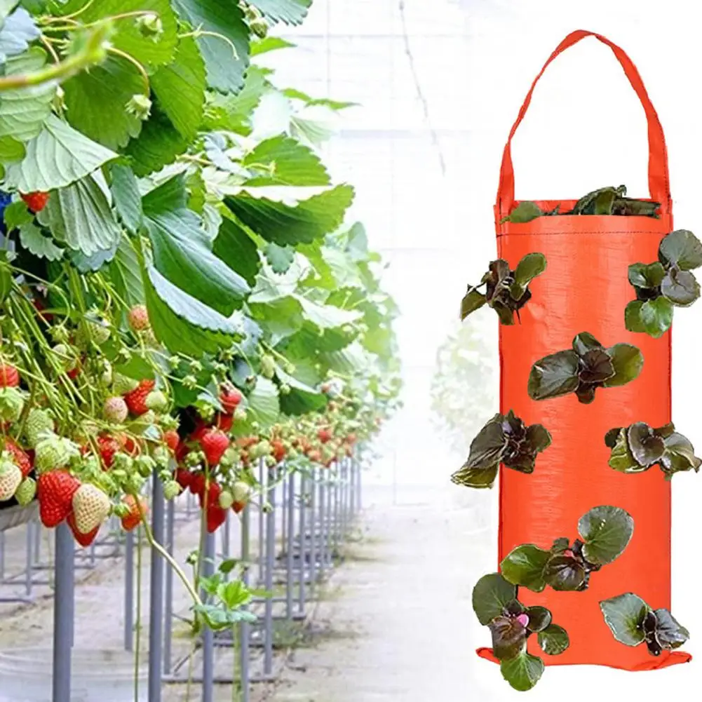Fabric Grow Bag Hanging Strawberry Grow Bag Planter with 8 Planting Holes Durable Breathable Fabric Container Upside Down