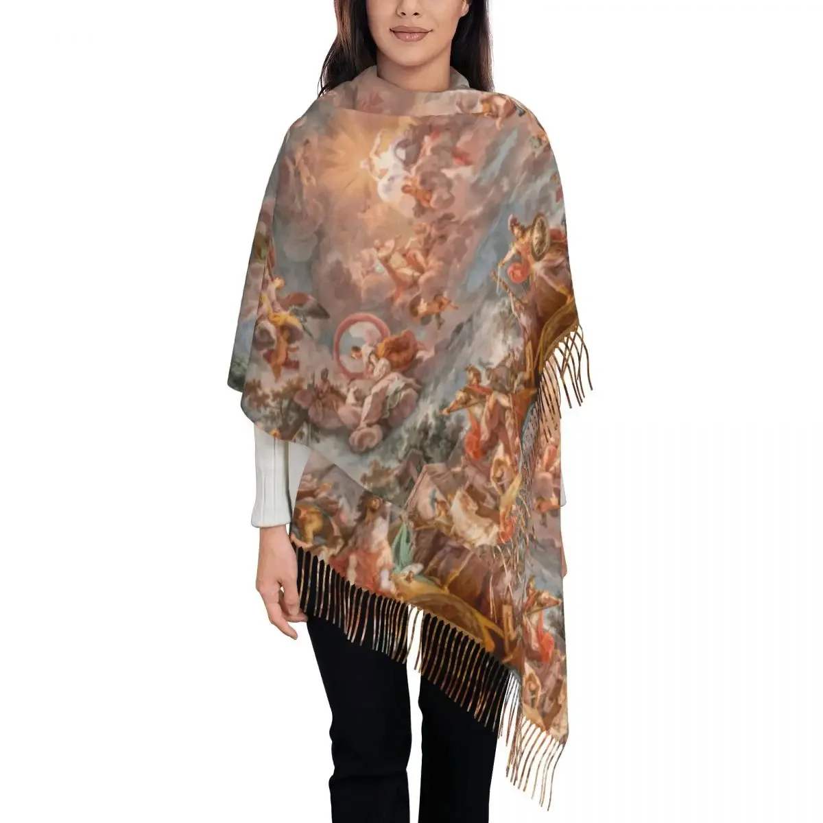 Custom Print Baroque Art Painting Scarf Men Women Winter Warm Scarves Aesthetic Renaissance Angels Shawl Wrap