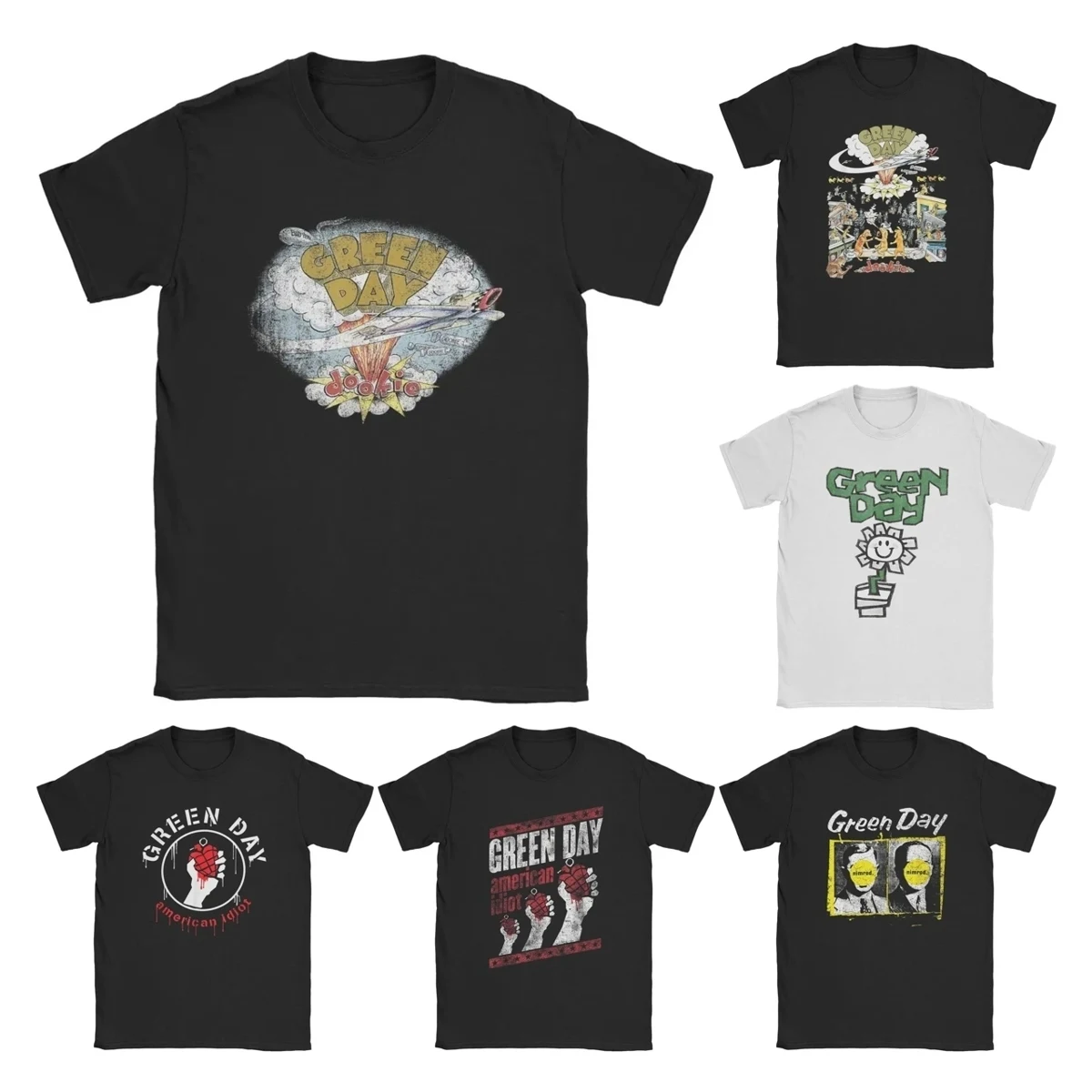 

Men Green Days T Shirts Fresh Dookie Saviors Hip Hop Fans Gift 100% Cotton Tops Short Sleeve Round Collar Tee Plus Size T-Shirt