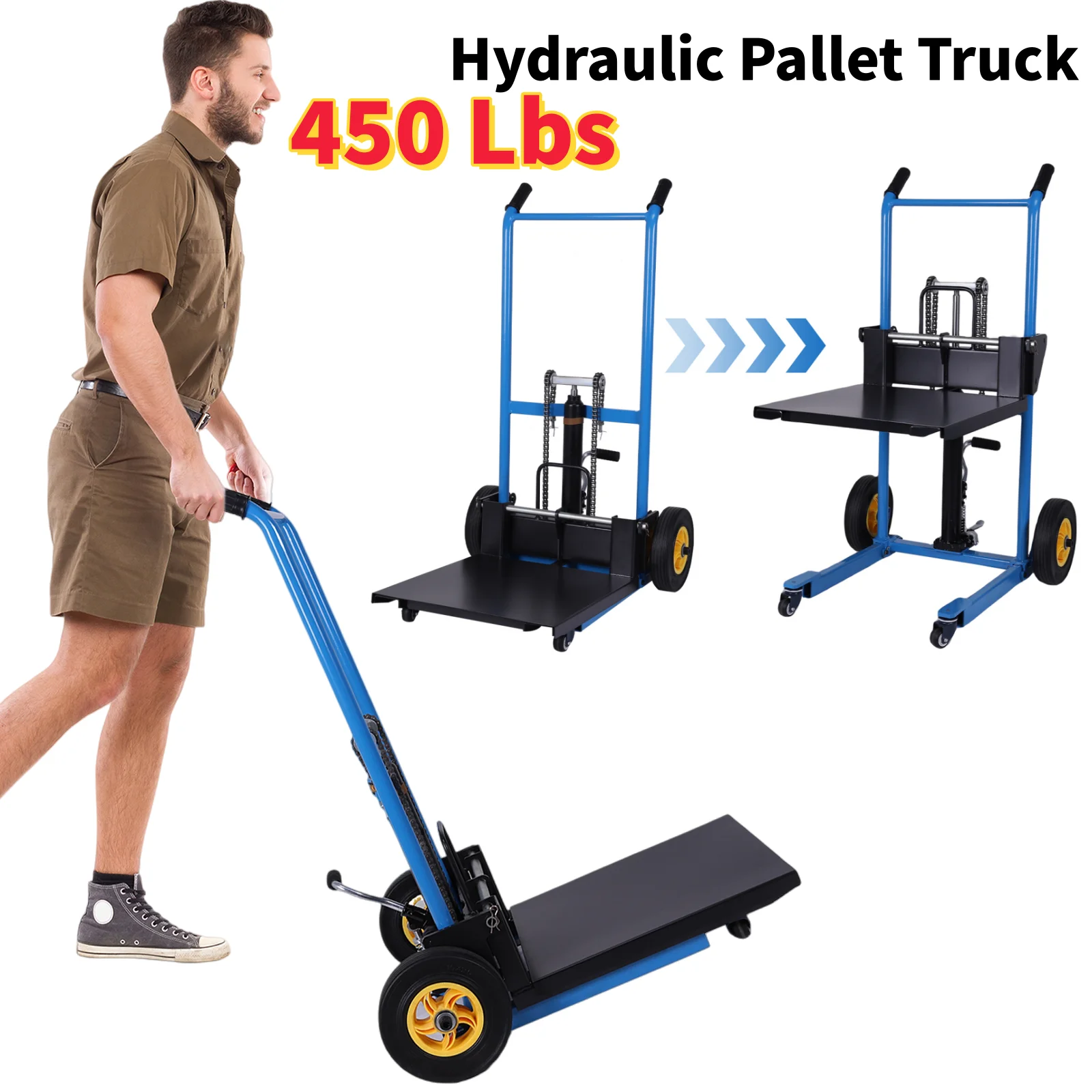 

Manual Forklift Pallet Stakcer 450 Lbs Capacity Hydraulic Material Lift 33.07" Lift Height household stacker hydraulic transport