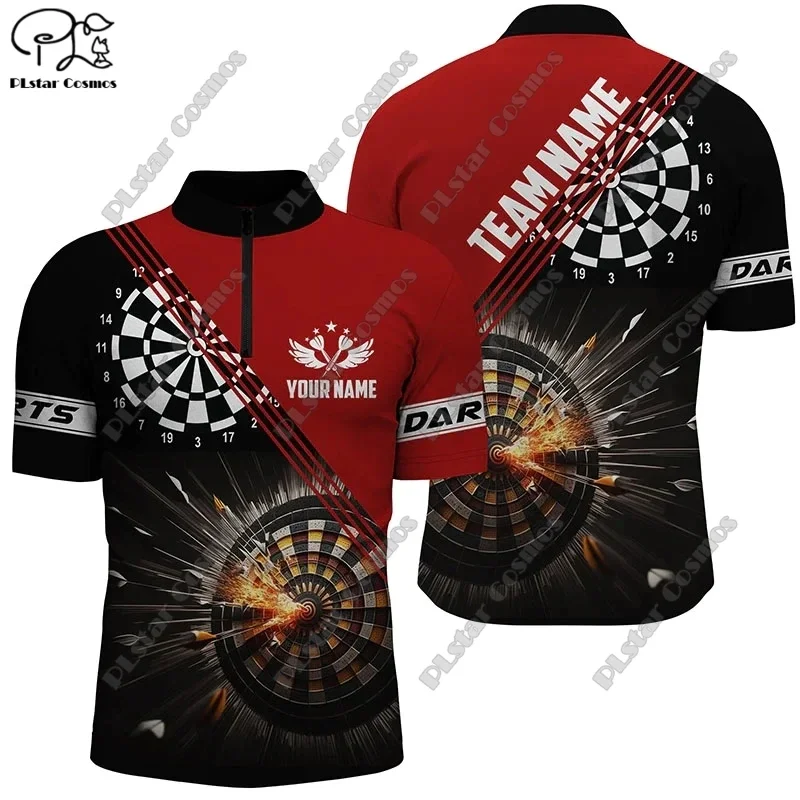 Plstar Cosmos Nieuwe 3d Geprinte Darts Polo Heren Rits Poloshirt Aangepaste Naam Throwing Darts Club Team Indoor Sport Leisure 5