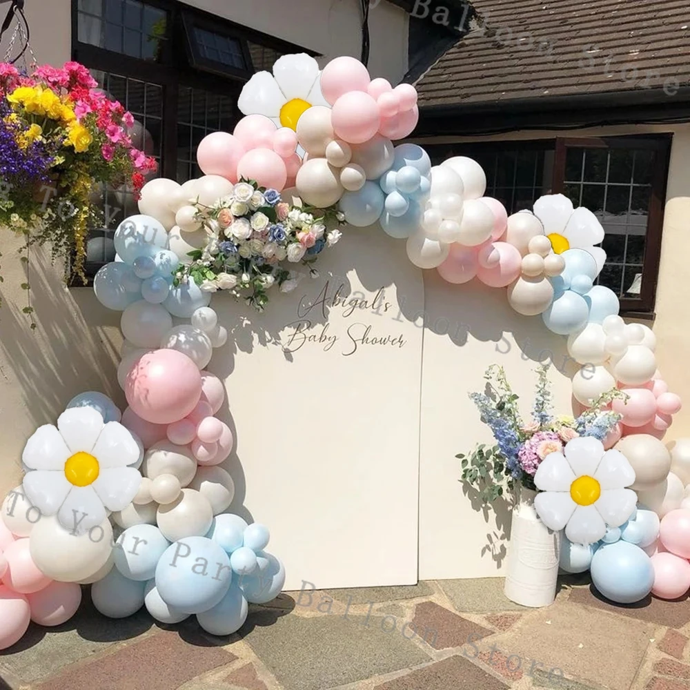 

Gender Reveal Balloon Garland Arch Kit Macaron Pink Blue Ballon Sunflower Foil Baloon Birthday Party Kid Baby Shower Decorations