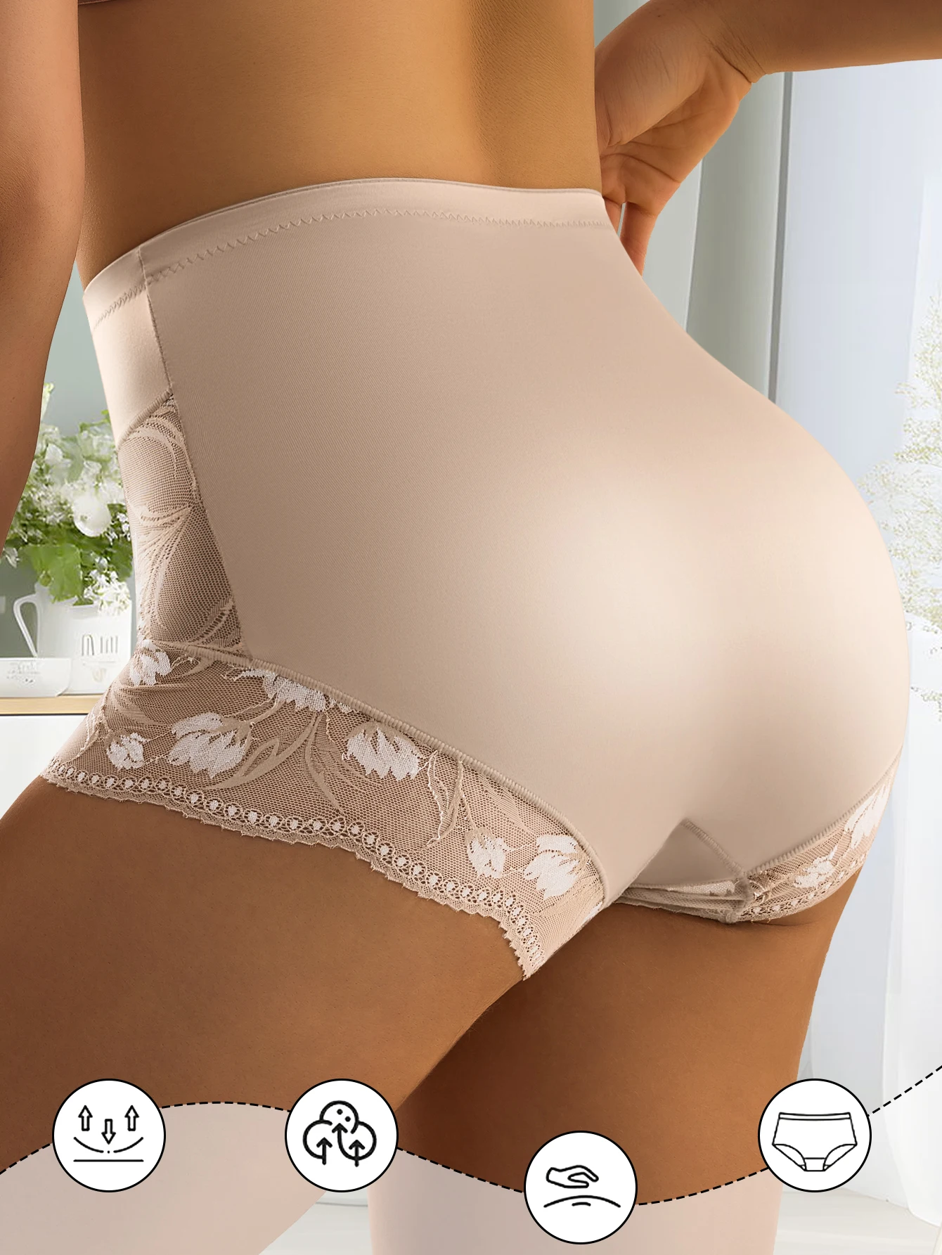 4 Pack Mid Rise Lace Briefs For Women Tummy Control Stretchy Breathable Design Perfect For Daily Use Special Occasions