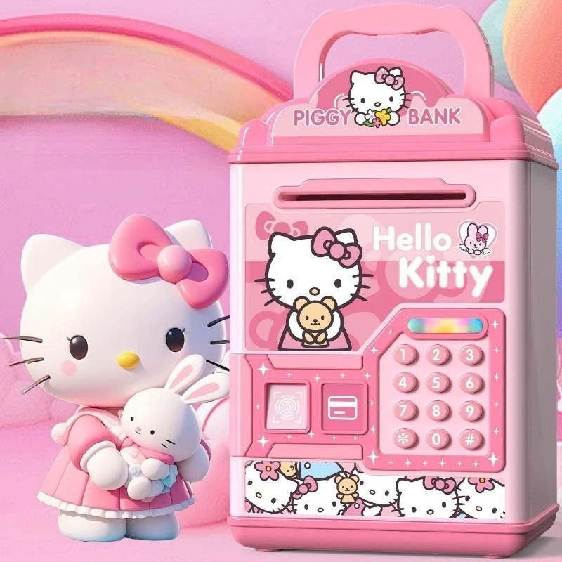 Hucha Recargable con Sensor de Huella Dactilar y Contraseña, Diseño de Gato, Linda y de Alta Apariencia, Regalo para Niñas y Niños