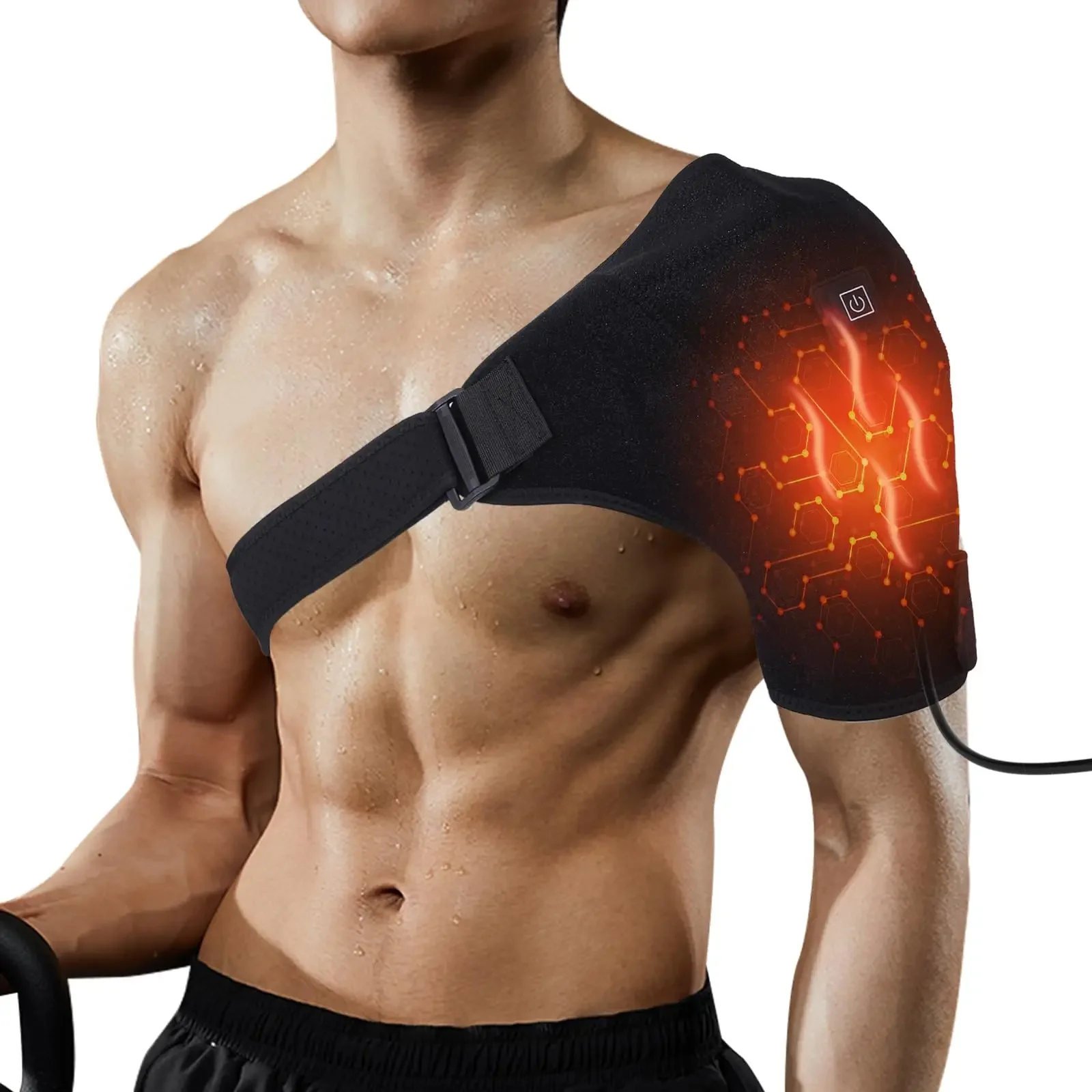 

Heated Shoulder Wrap Brace Adjustable Shoulder Heating Pads with Extension Belt for Frozen Shoulder Dislocation Pain Relief