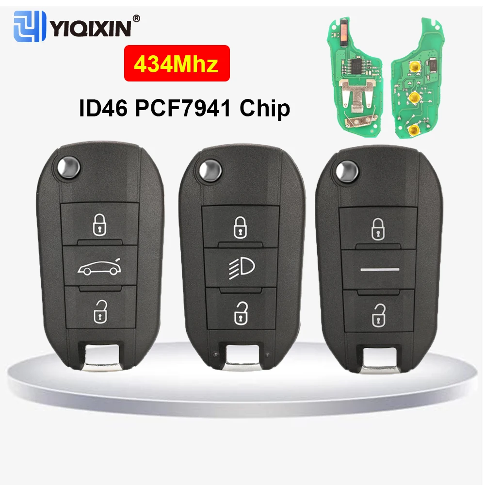 ID46 PCF7941 Chip For Peugeot 308 408 508 2008 3008 4008 5008 208 301 Remote Car Key For Citroen C4 C6 C3 CACTUS C-Elysee 434Mhz