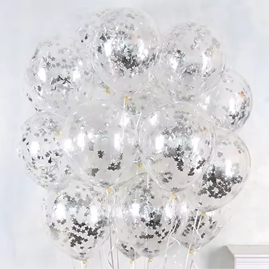 12 Zoll/10 Stück Set Glitzer-Konfetti-Latexballons Romantische Hochzeitsdekoration Gold Transparente Geburtstagsparty-Dekoration für Kinder und Babys – Detail 5