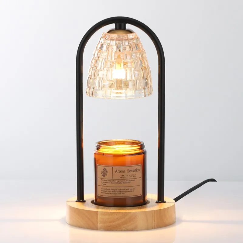 Wooden Luxury Aromatherapy Night Light Candle Crystal Table Lamp