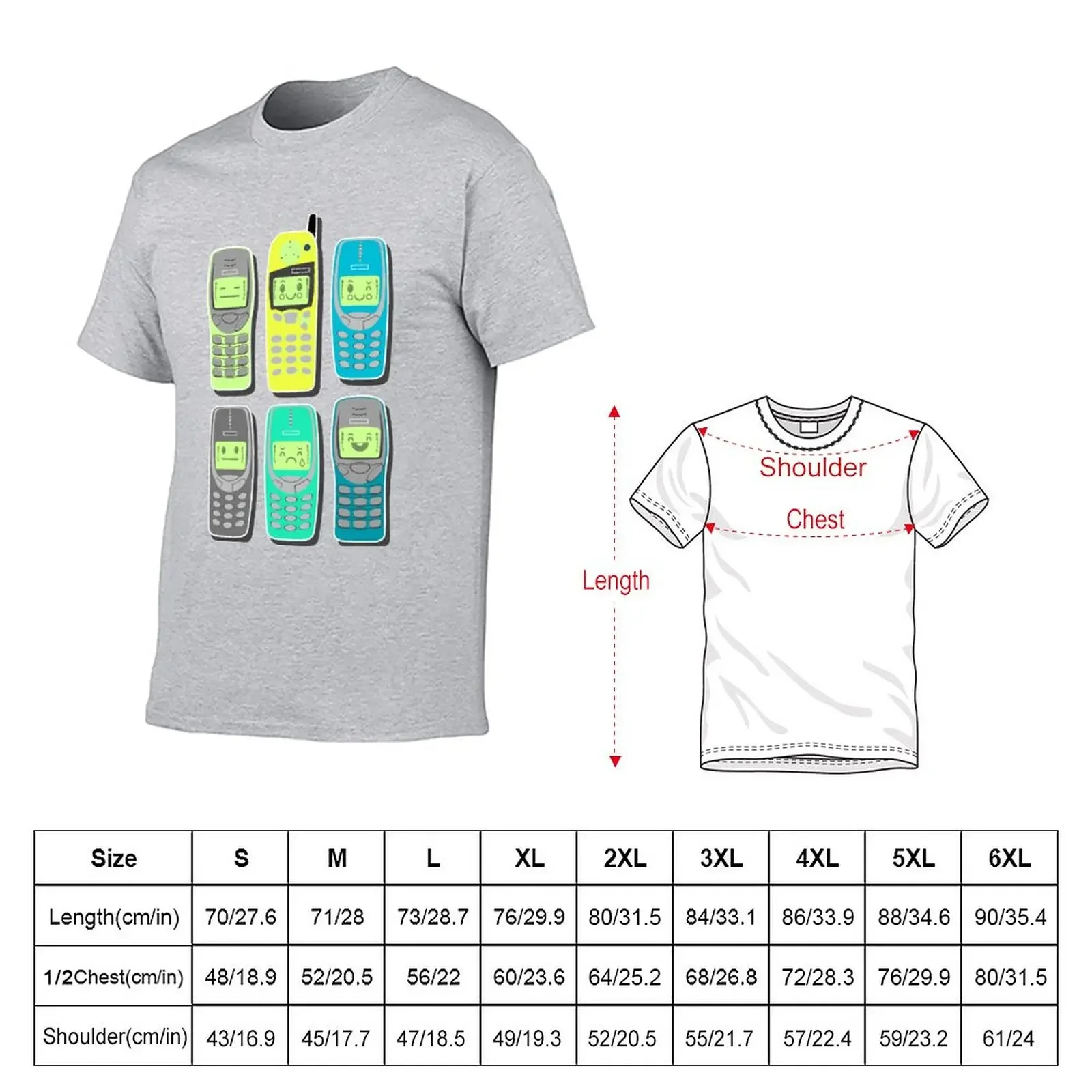 Vintage Cellphone Pattern T-Shirt korean fashion kawaii clothes for a boy oversized t shirts for men