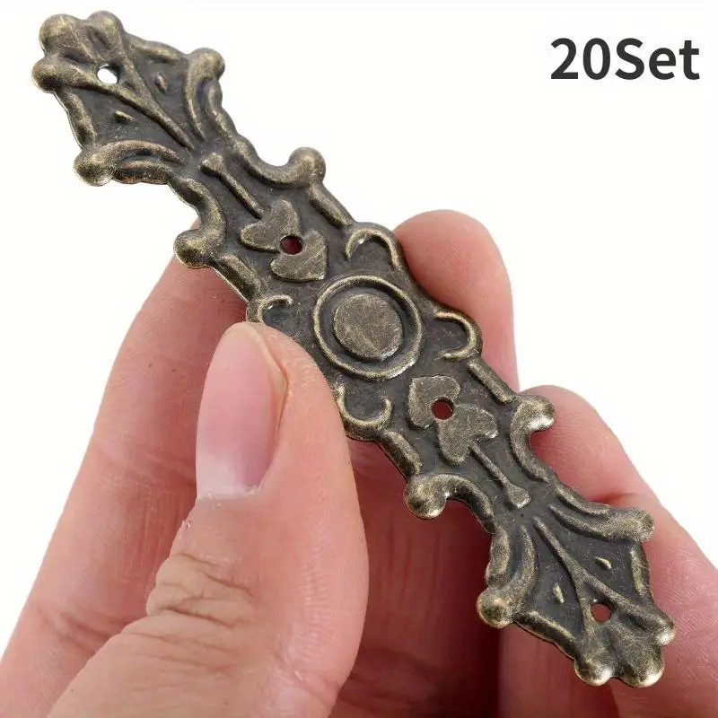 20 Sets Antique Bronze Flower Wraps Cabochon Flatback Metal Embellishments Scrapbook Decorative Protectors Corner Bracket