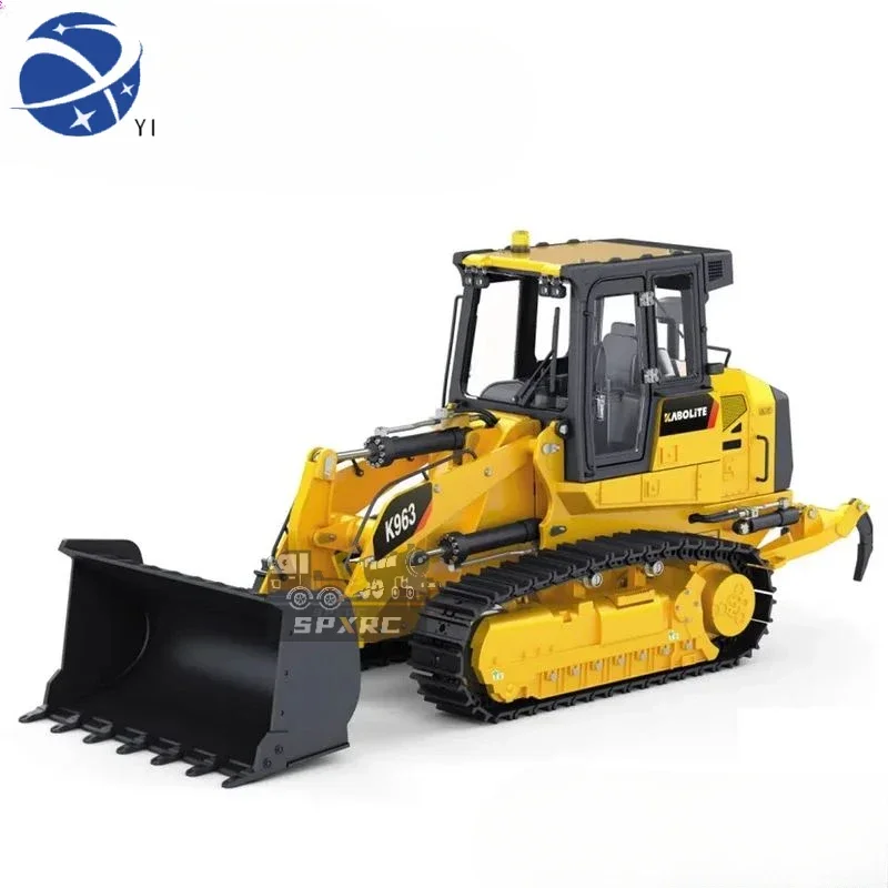 

YYHC 1/18 Metal Hydraulic Crawler Loader K963 with Light Group Rear Plow Dual Motor Drive Crawler KABOLITE Metal Model Pre-sale