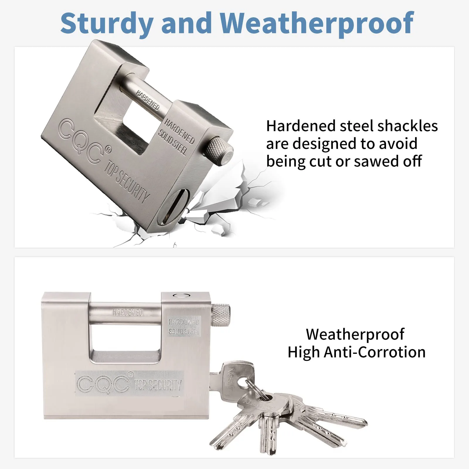 94mm Padlock with Key Heavy Duty D-Shaped Solid Brass Outdoor Keyed Padlock Protect Garage Door Containers Shutter Gate ﻿