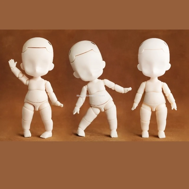Cuerpo de muñeca OB11 de 12cm/todo las articulaciones móvil blanco/piel melocotón hecho a mano DIY versión Q estatuilla de dibujos animados modelo de muñeca de cuerpo entero