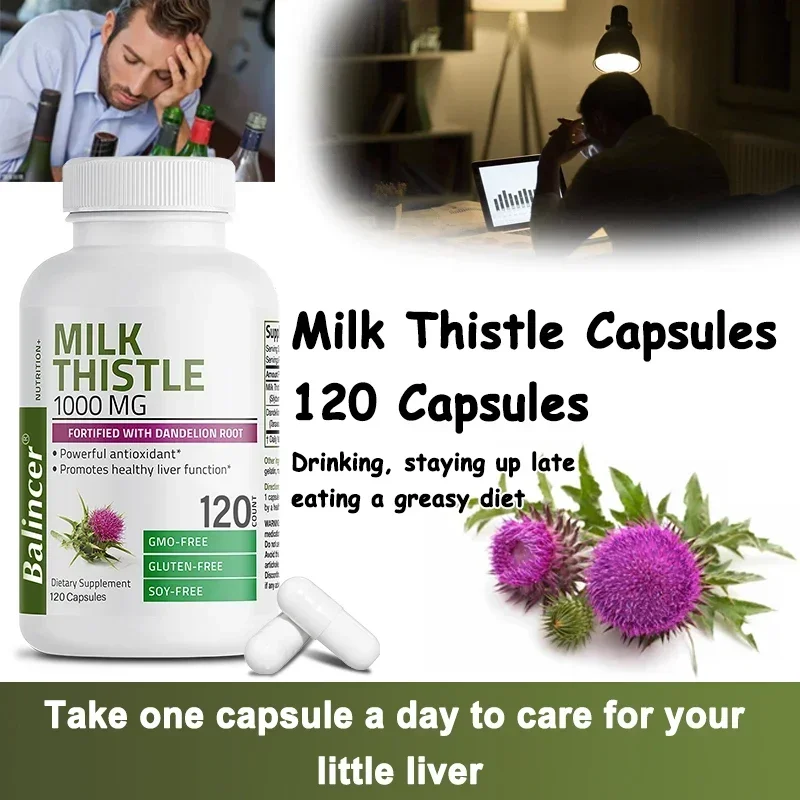 Milk Thistle Dandelion Root Supplement - Liver Health Support, Antioxidant Support, Detoxification, 120 Capsules