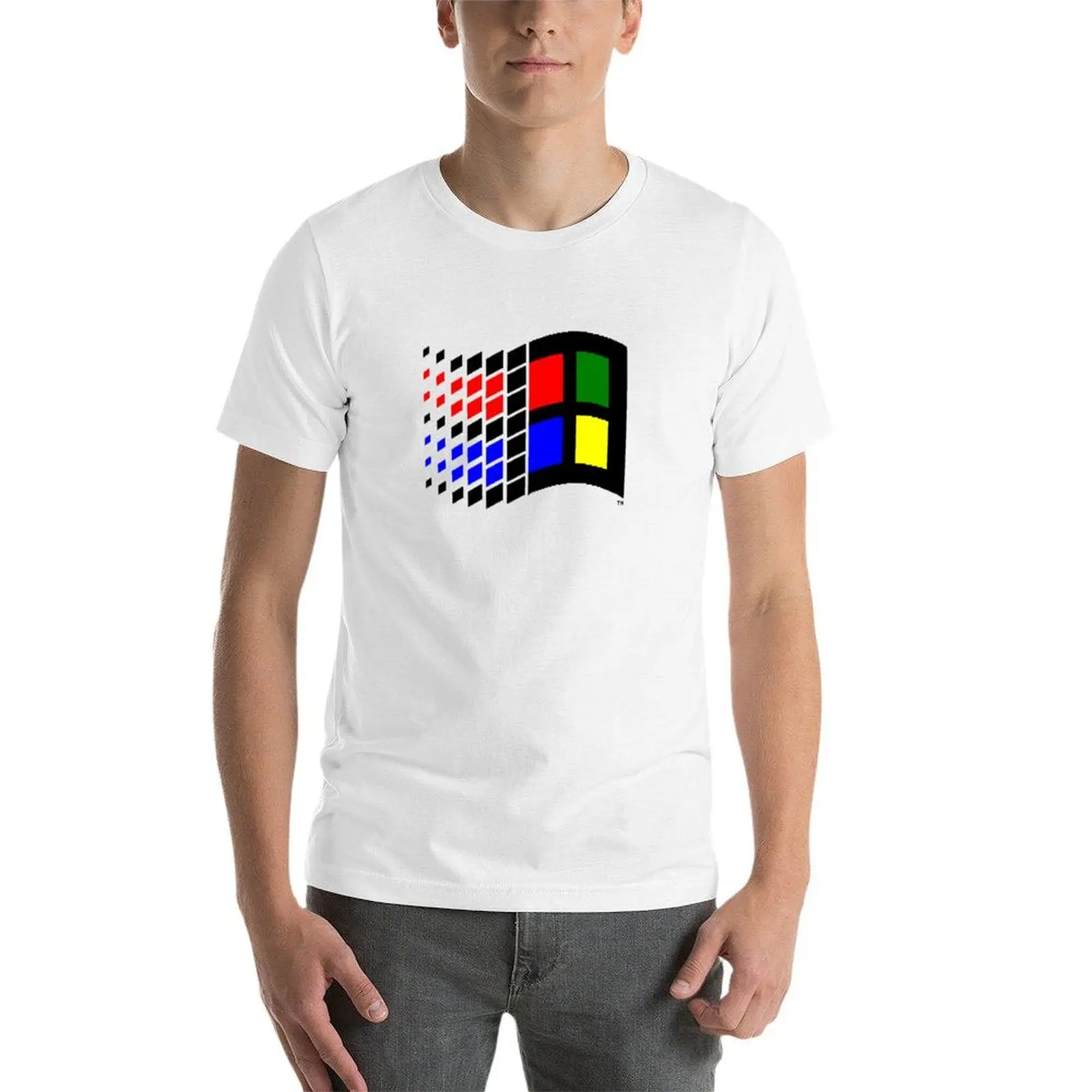 تي شيرت ويندوز 3.1 للرجال تي شيرت عالي الجودة ماركة فاخرة تي شيرت رجالي قطن #4