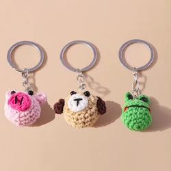 Cute Handmade Knitted Animal Keychain for Women Girls Crocheted Pig Dog Keyring Car Key Holder Handbag Pendants DIY Jewelry Gift
