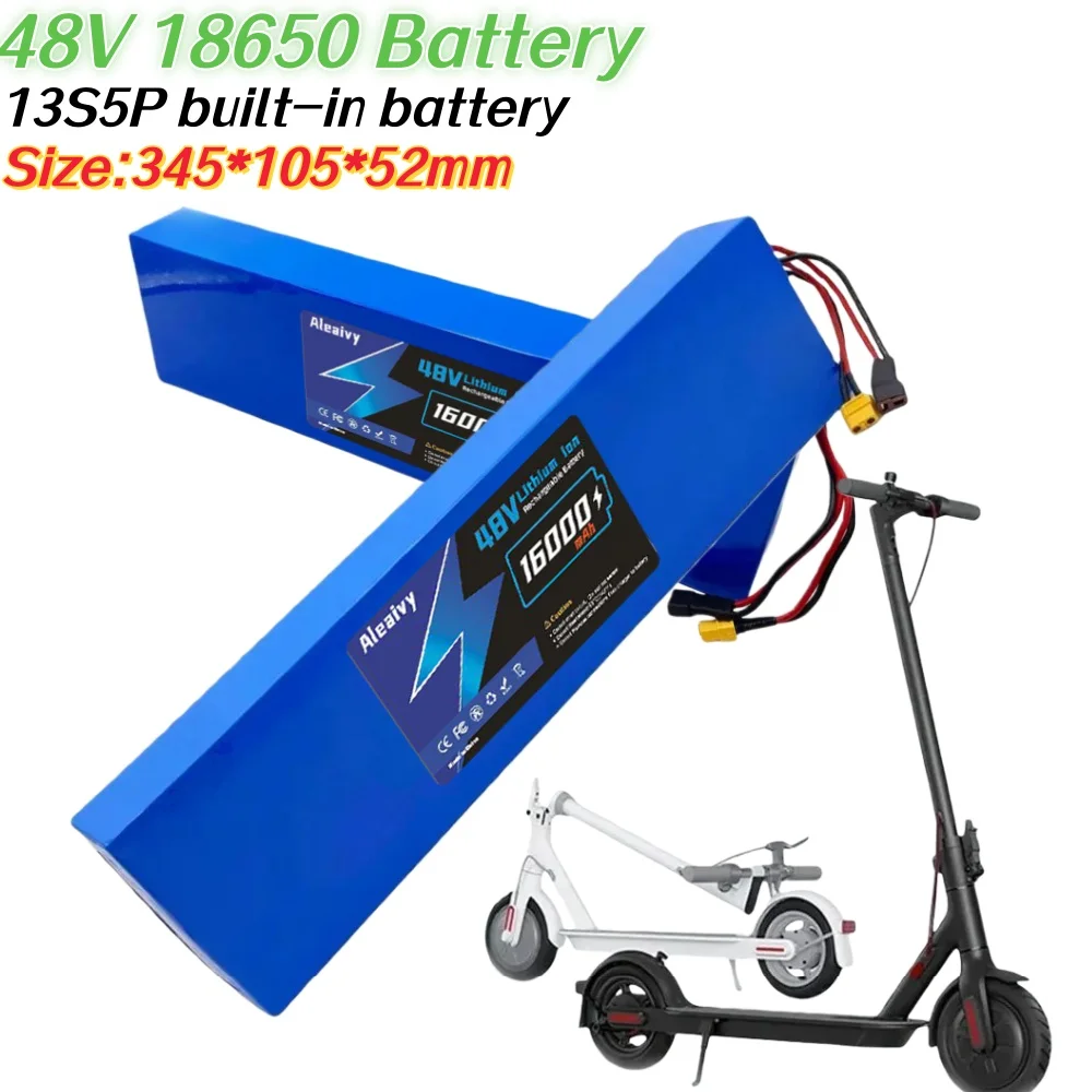 13S5P 18650 Lithium Battery 48V 16000mAh(16Ah) with BMS High-Power for Electric Scooters Mountain Bikes.