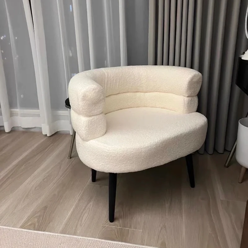 Jagnięce aksamitne krzesło Sofa do salonu do sypialni makijaż krzesło oparcie fotel do Manicure wypoczynek fotel stołek fotel Nordic meble